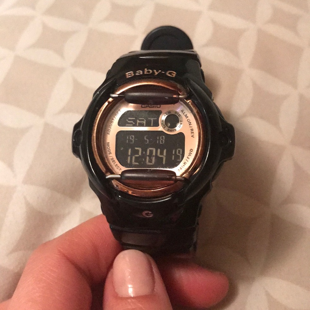 Woman’s Baby G G-Shock Watch Black & Rose Gold